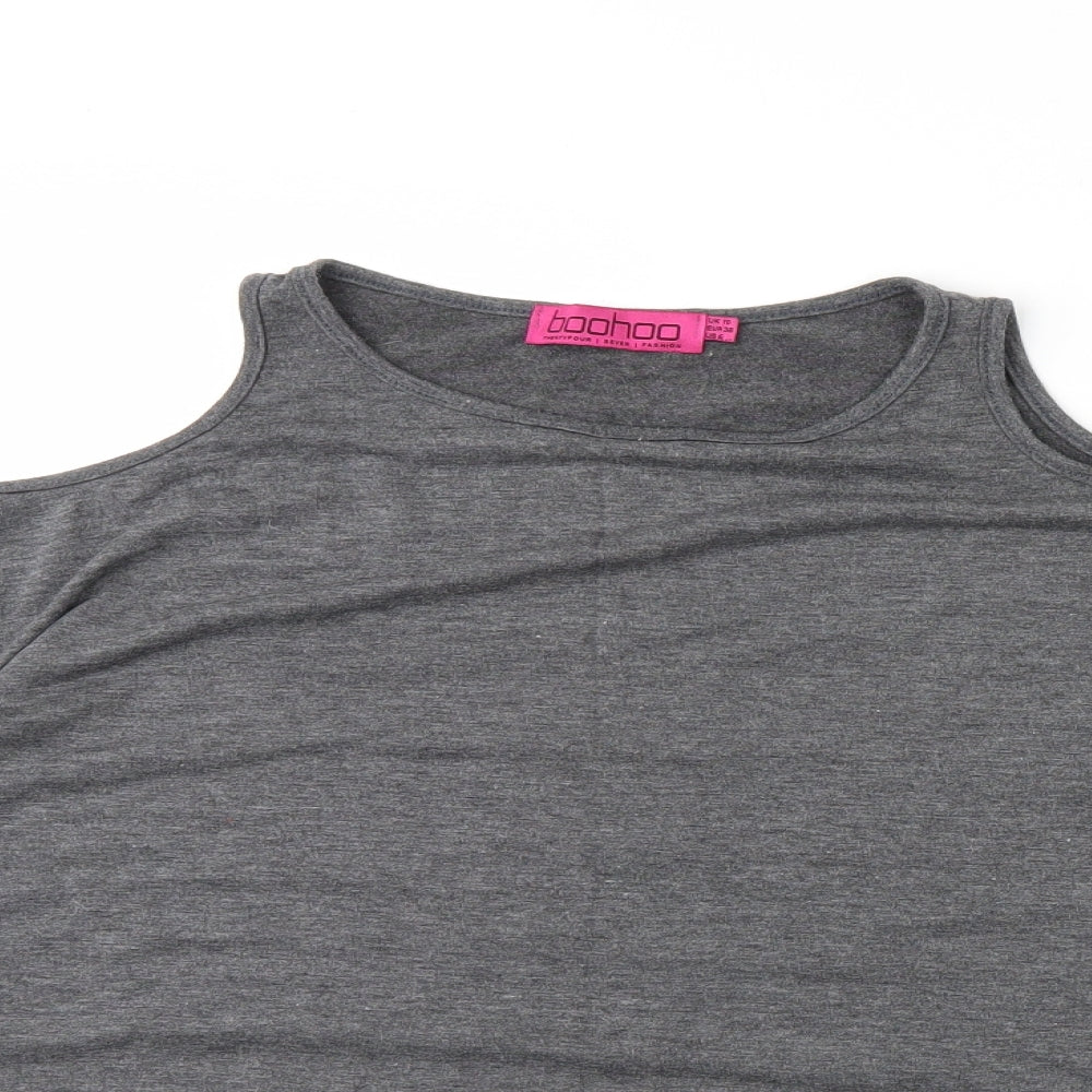 Boohoo Womens Grey   Basic Blouse Size 10