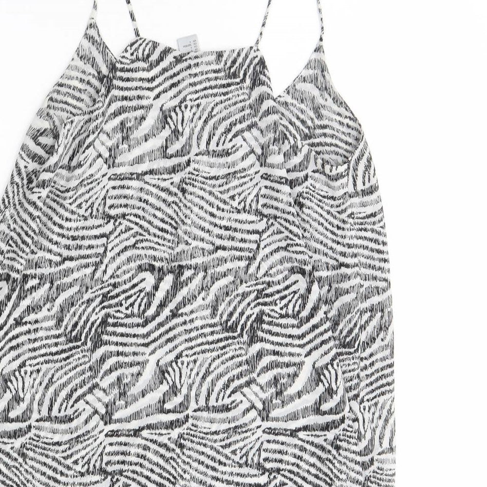 H&M Womens Black Animal Print  Basic Tank Size 8