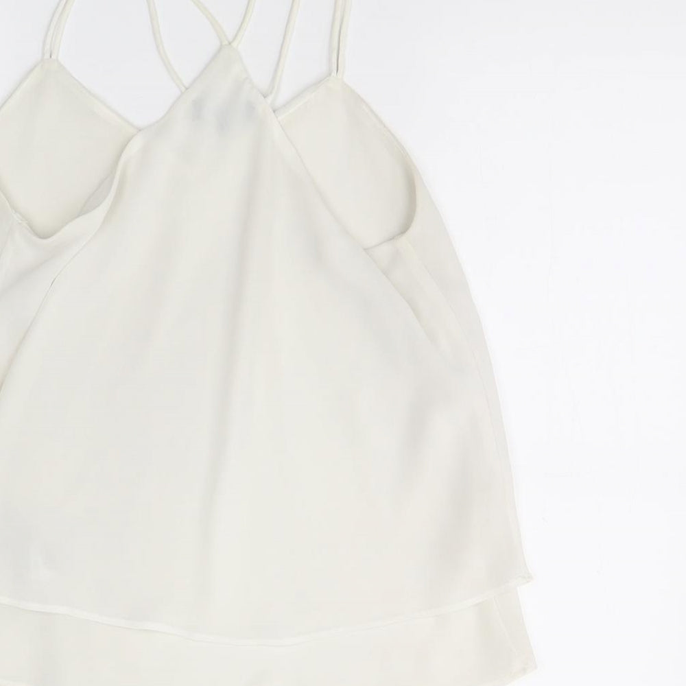 Womens UK Size 10 New Look White Basic Tank