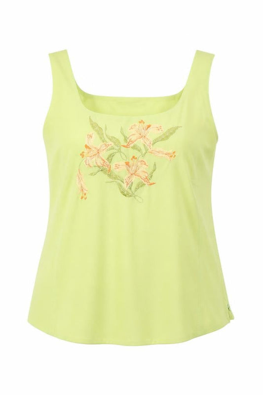 Front view of gloria brizio women’s green basic tank, size UK 20