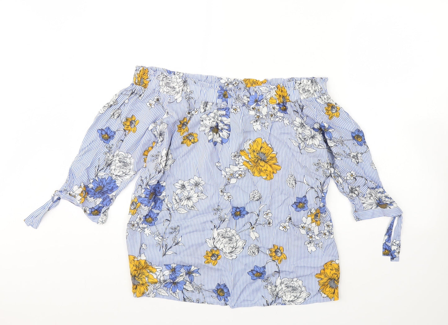 F&F Womens Blue Striped  Basic Blouse Size 10