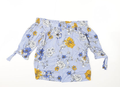 F&F Womens Blue Striped  Basic Blouse Size 10