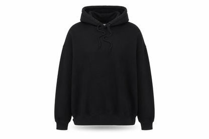 Front view of H&M women’s black pullover hoodie, size S