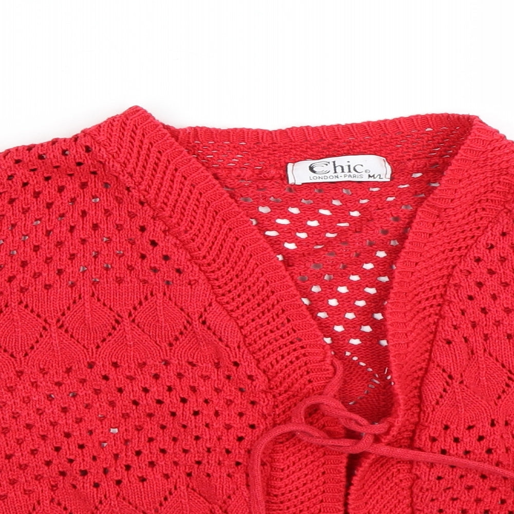 Womens UK Size M CHIC Red Cape Jumper