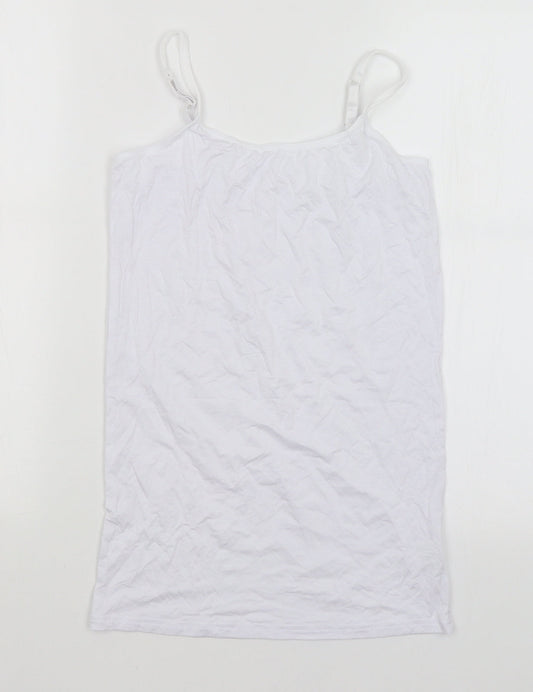 Womens UK Size M Preworn White Basic Tank