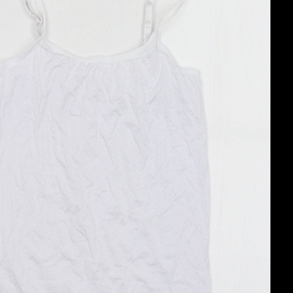 Womens UK Size M Preworn White Basic Tank