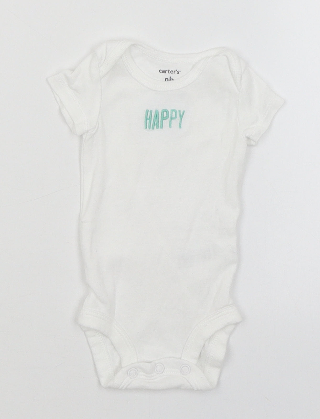 Carters Baby White   Romper One-Piece Size Newborn  - Happy