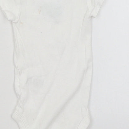 Carters Baby White   Romper One-Piece Size Newborn  - Happy