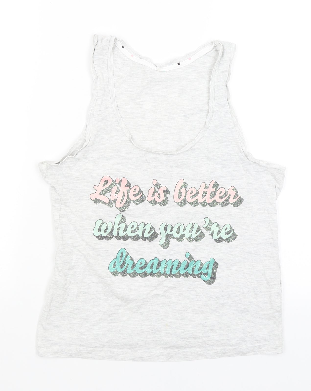 George Womens Grey   Basic Tank Size 8  - Life's Better When Dreaming