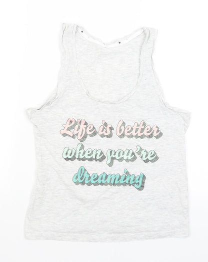 George Womens Grey   Basic Tank Size 8  - Life's Better When Dreaming