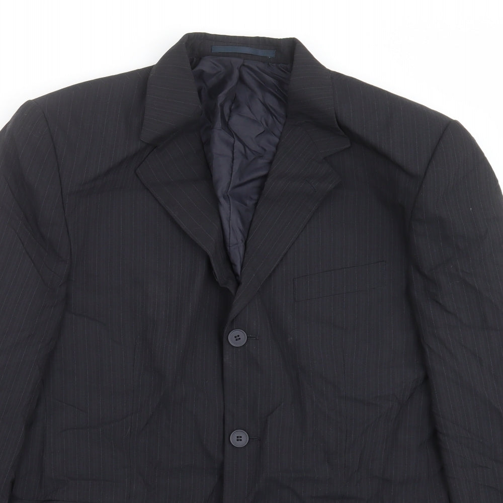 F&F Mens Black Striped  Jacket Suit Jacket Size 42