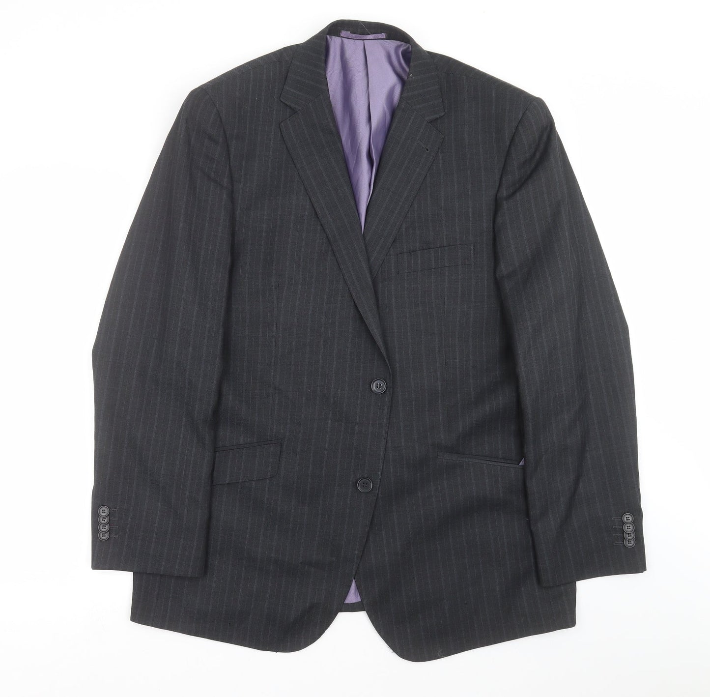 George Mens Grey Striped  Jacket Suit Jacket Size 42