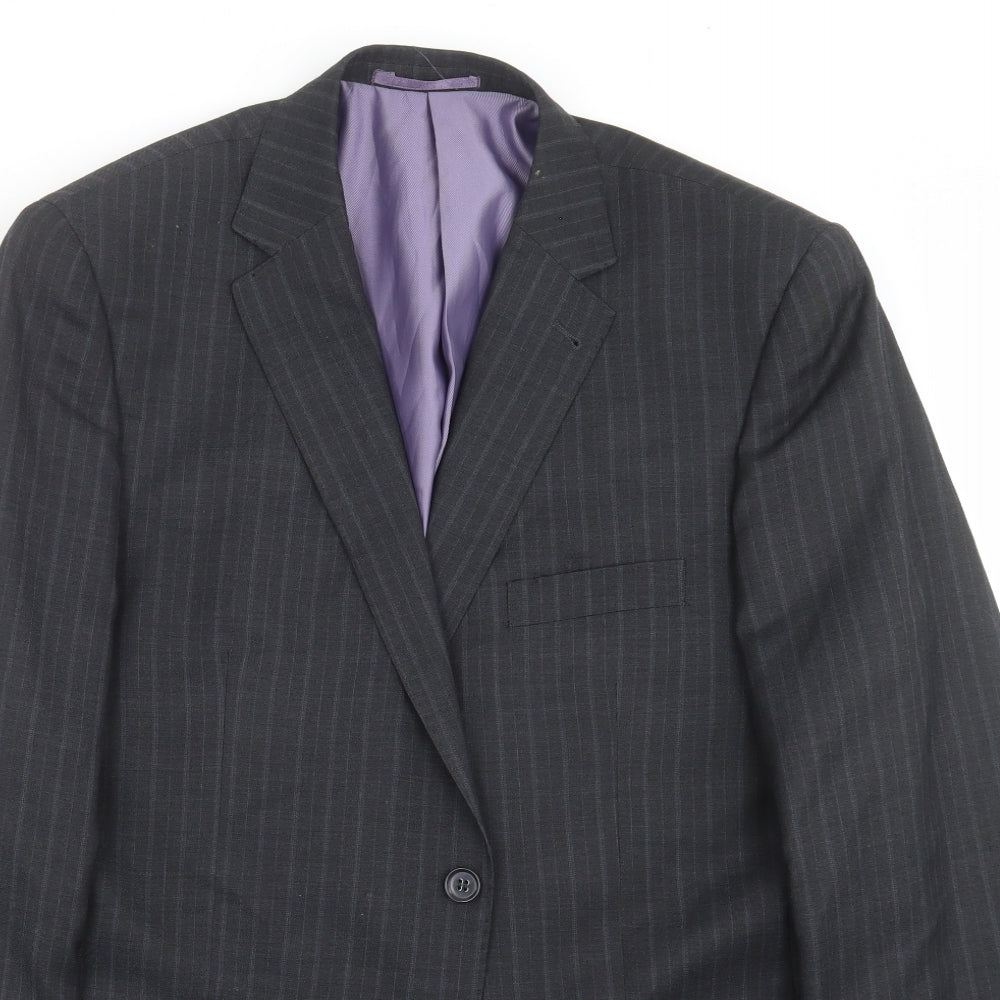 George Mens Grey Striped  Jacket Suit Jacket Size 42