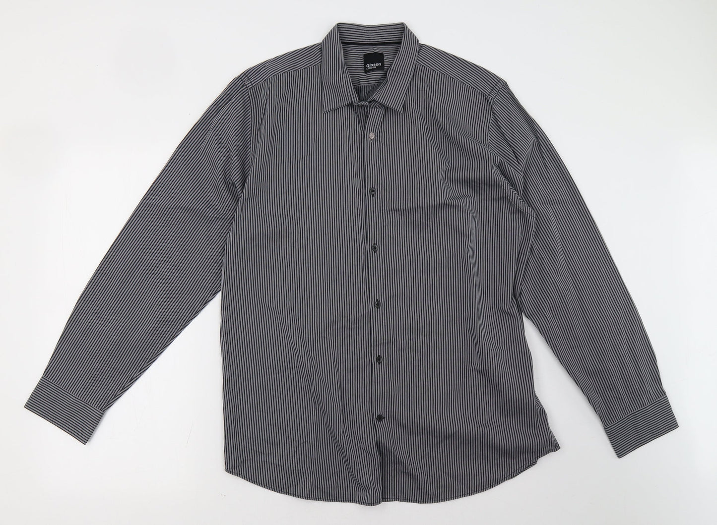 Mens UK Size 16.5 gibson Black  Button-Up Long Sleeve Casual Shirt