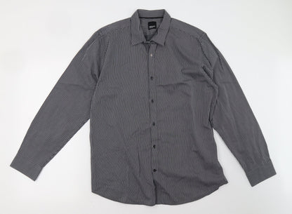 Mens UK Size 16.5 gibson Black  Button-Up Long Sleeve Casual Shirt