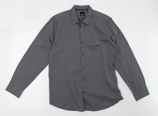 Mens UK Size 16.5 gibson Black  Button-Up Long Sleeve Casual Shirt