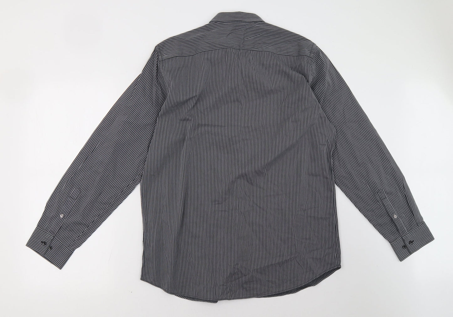Mens UK Size 16.5 gibson Black  Button-Up Long Sleeve Casual Shirt