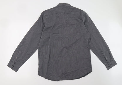 Mens UK Size 16.5 gibson Black  Button-Up Long Sleeve Casual Shirt