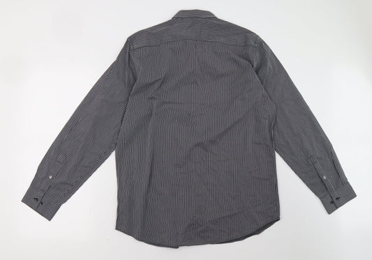 Mens UK Size 16.5 gibson Black  Button-Up Long Sleeve Casual Shirt