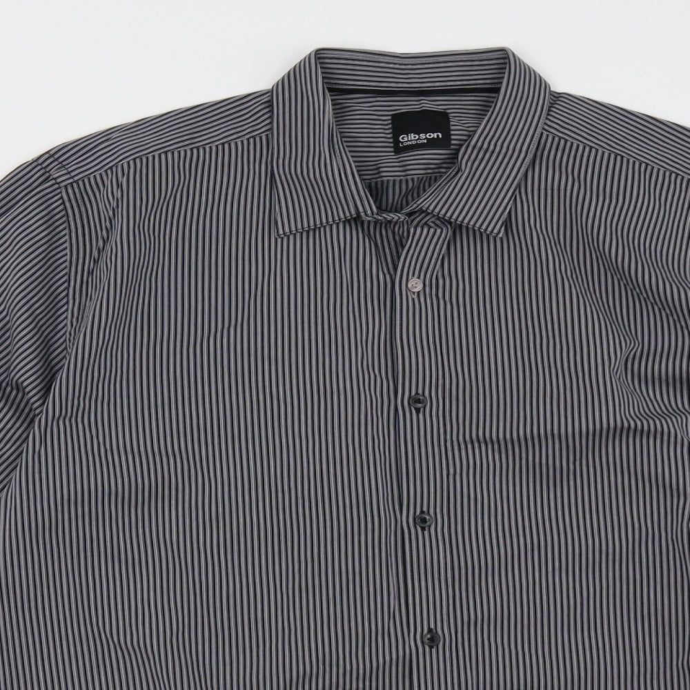 Mens UK Size 16.5 gibson Black  Button-Up Long Sleeve Casual Shirt