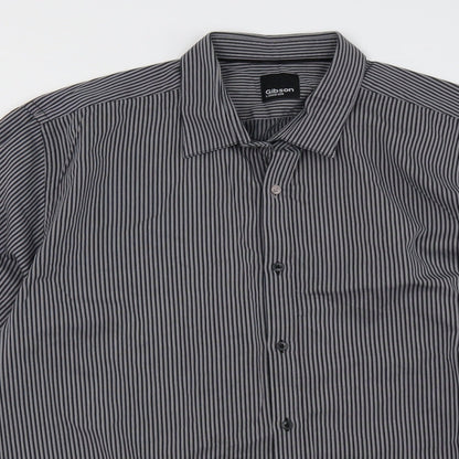 Mens UK Size 16.5 gibson Black  Button-Up Long Sleeve Casual Shirt