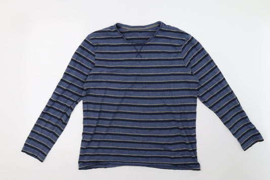 F&F Mens Blue Striped  Pullover Sweatshirt Size L