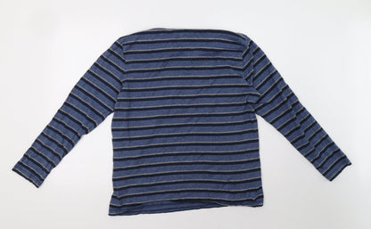F&F Mens Blue Striped  Pullover Sweatshirt Size L