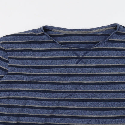 F&F Mens Blue Striped  Pullover Sweatshirt Size L