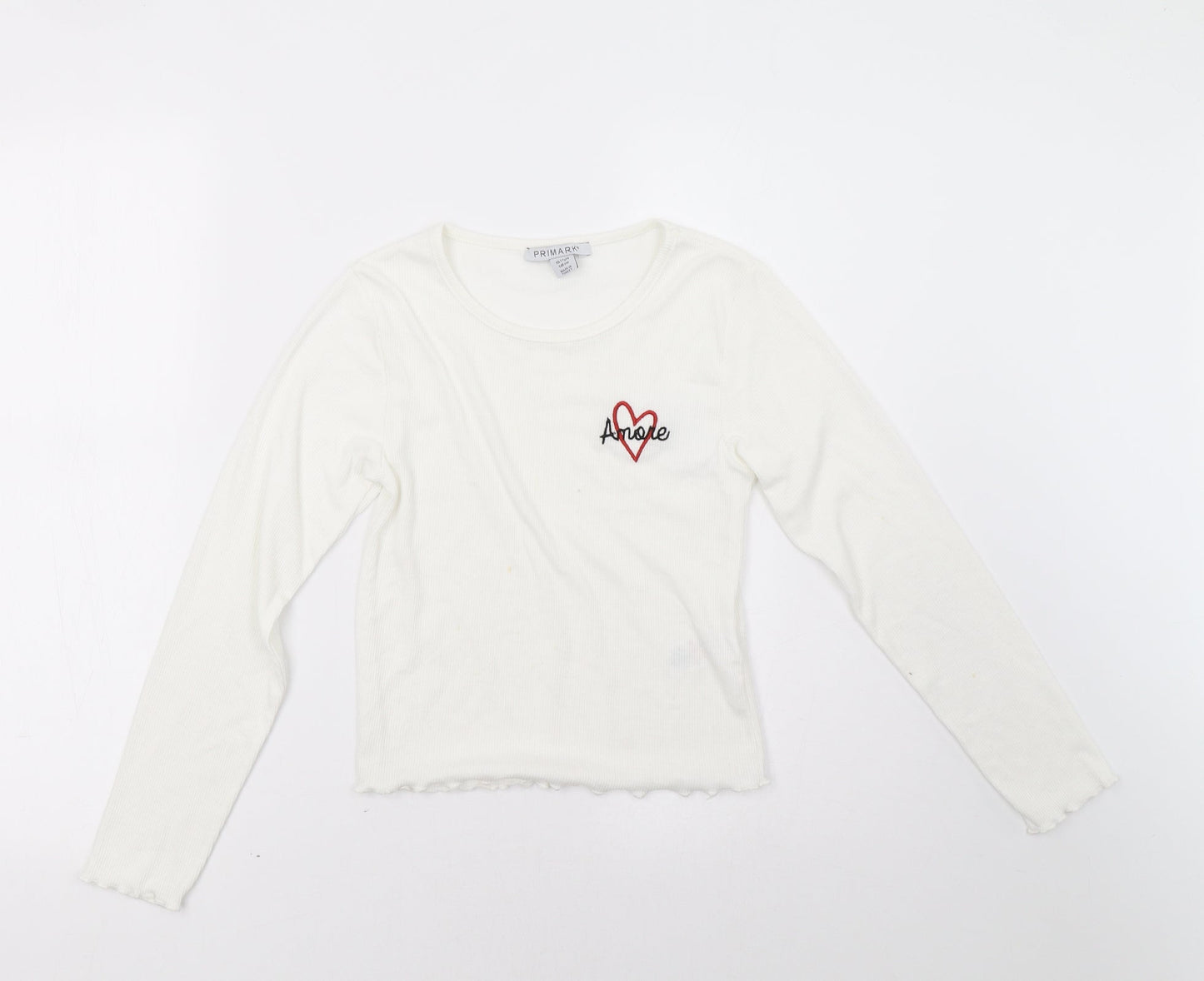 Primark Girls White   Pullover Sweatshirt Size 11 Years