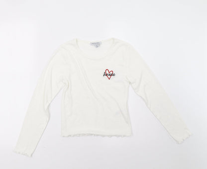 Primark Girls White   Pullover Sweatshirt Size 11 Years