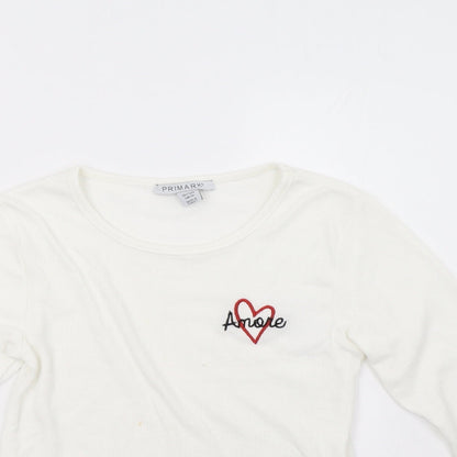 Primark Girls White   Pullover Sweatshirt Size 11 Years