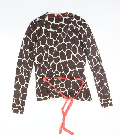 Kaliko Womens Brown Geometric  Cardigan Jumper Size 8