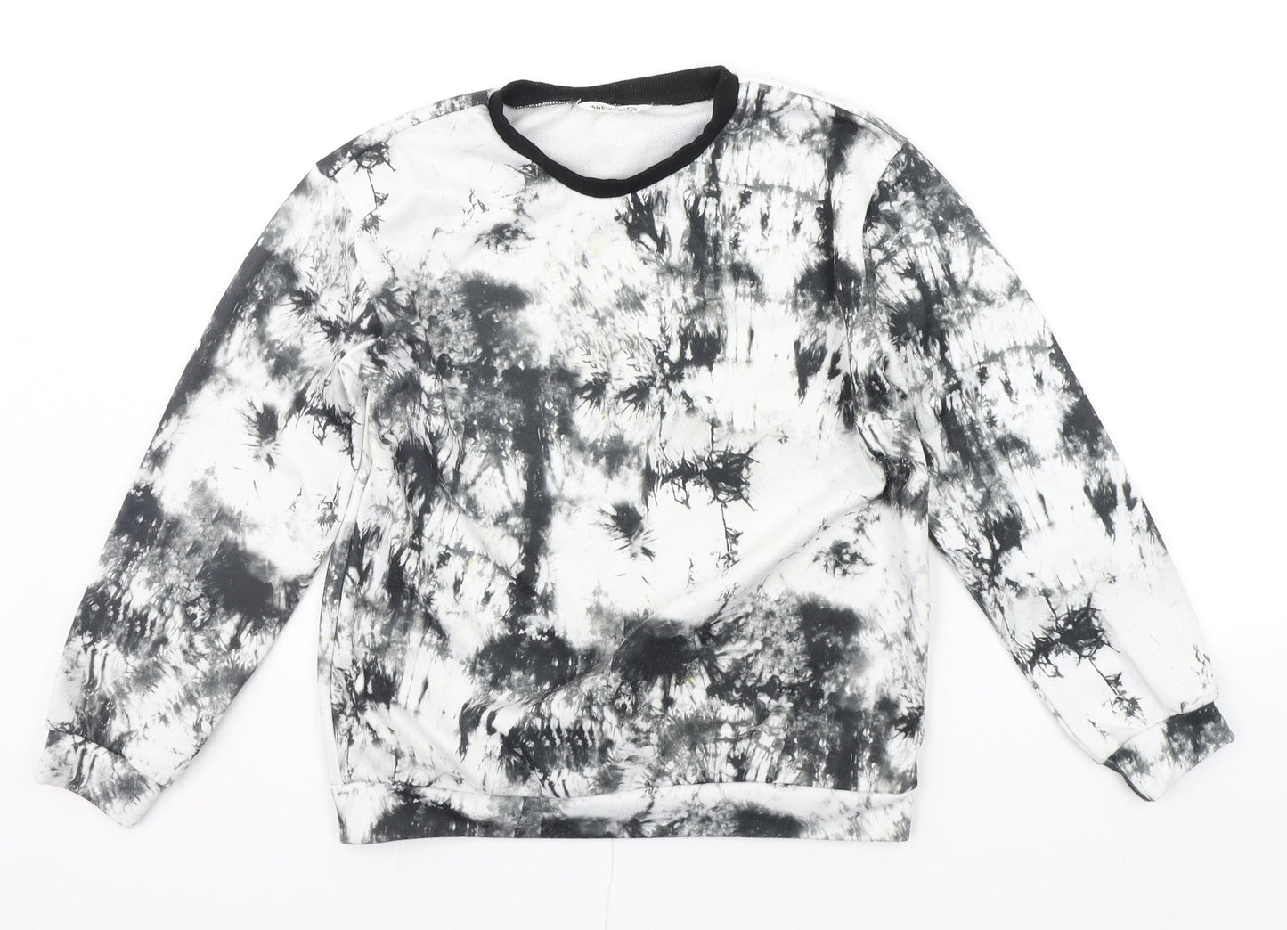 SheIn Girls White Geometric  Pullover Jumper Size 12-13 Years