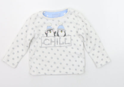 Primark Girls White Polka Dot  Top Pyjama Top Size 3-4 Years  - PENGUIN