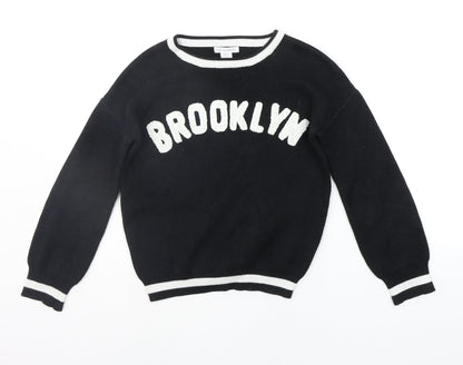 Front view of Primark boys’ black jumper, size 9-10, years