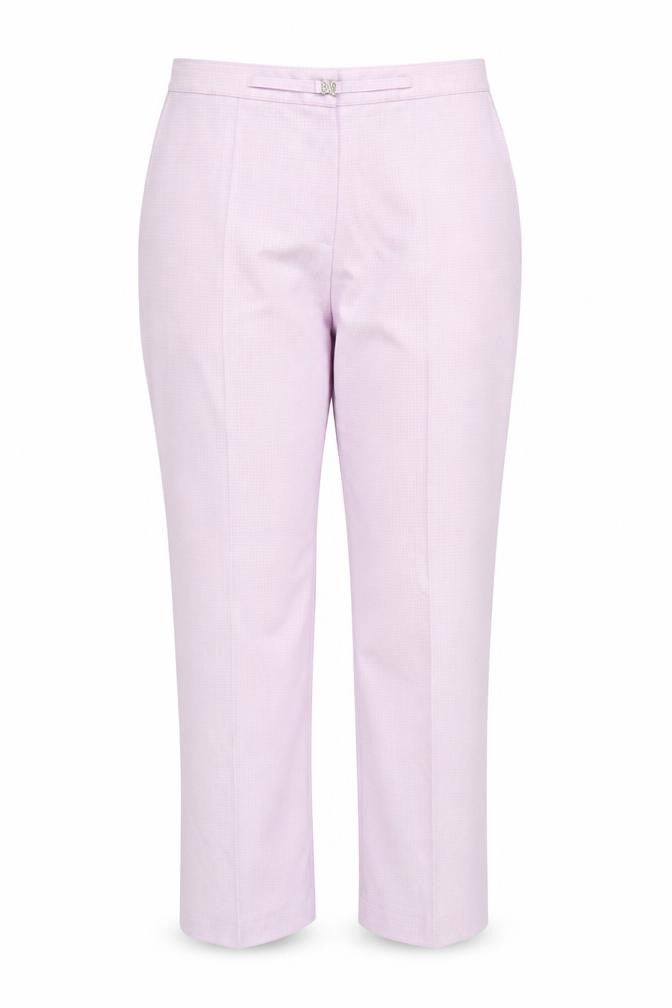 Front view of Marks & Spencer women’s purple trousers, size UK 20, 25-inch leg