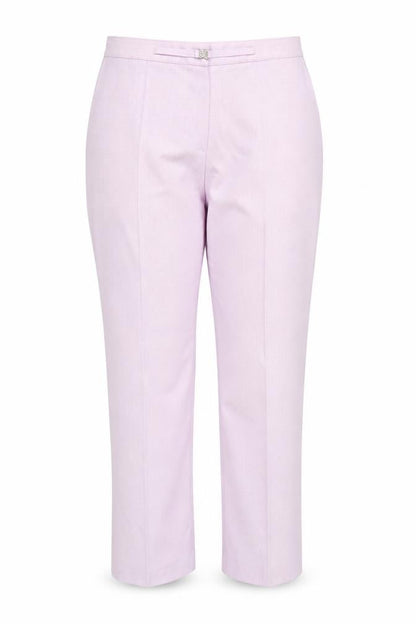 Front view of Marks & Spencer women’s purple trousers, size UK 20, 25-inch leg