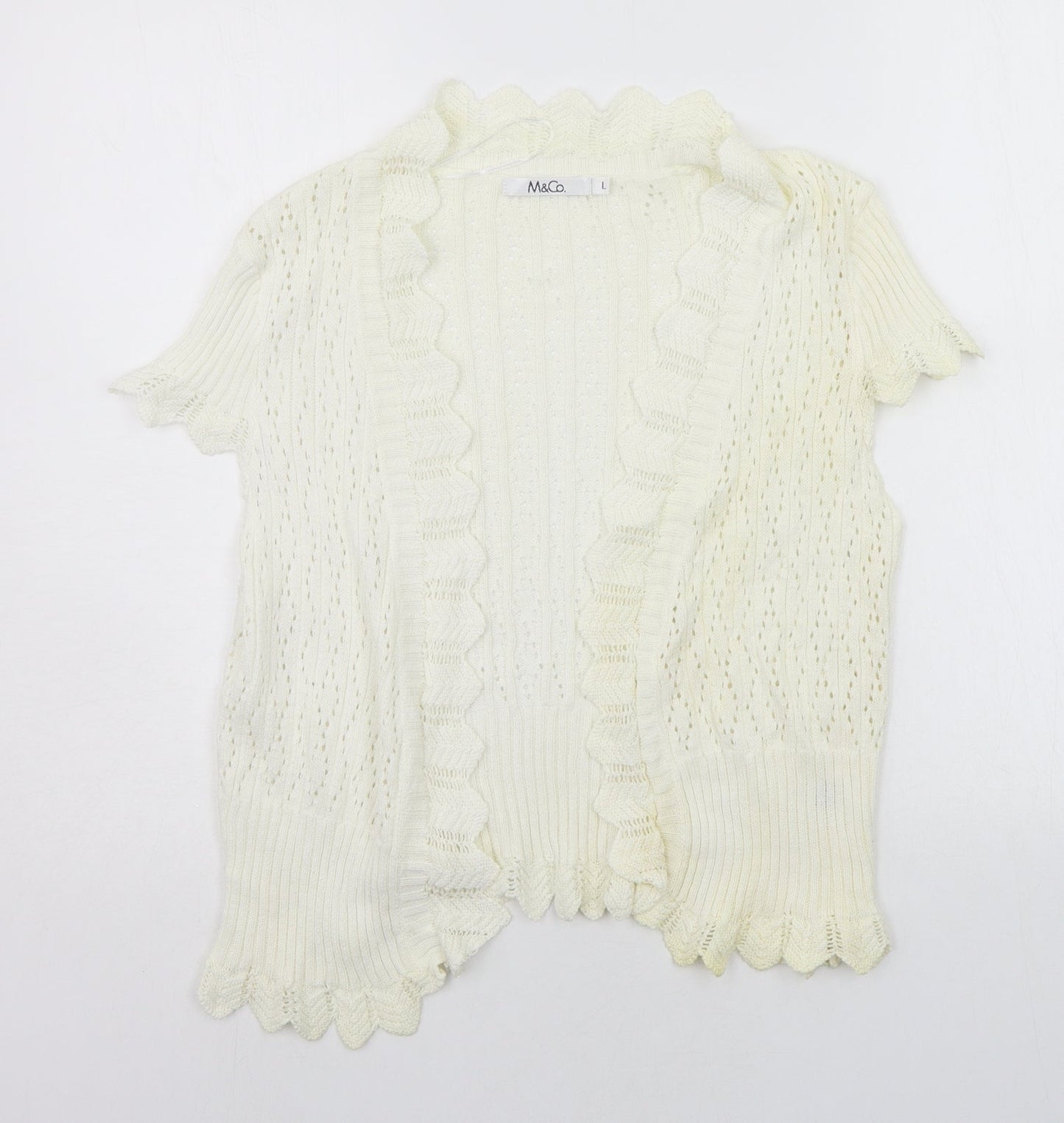 Womens UK Size L M&Co White Cardigan Jumper