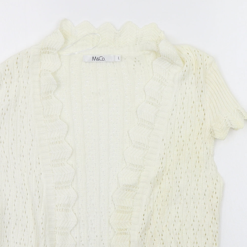 Womens UK Size L M&Co White Cardigan Jumper