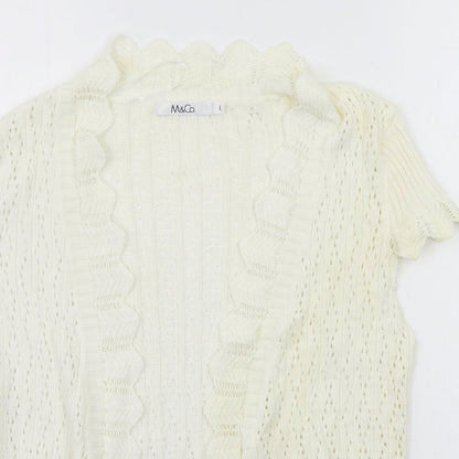 Womens UK Size L M&Co White Cardigan Jumper