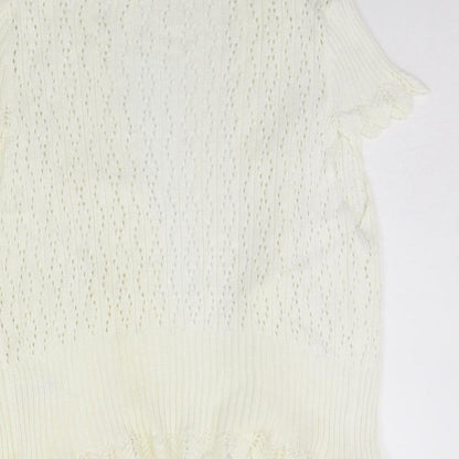 Womens UK Size L M&Co White Cardigan Jumper