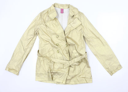 Additional front view of world line women’s gold jacket coat, size UK 12