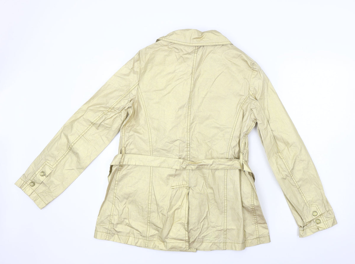 Back view of world line women’s gold jacket coat, size UK 12