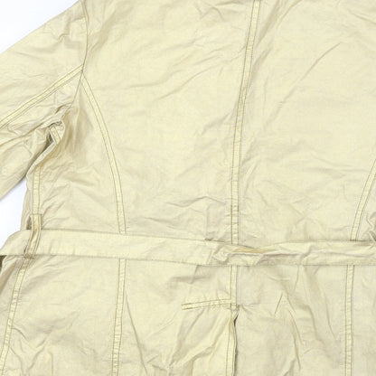 Brand and care label for world line women’s gold jacket coat, size UK 12