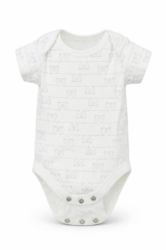 Front view of Tu Baby White Babygrow One-Piece, size 0-3, Months