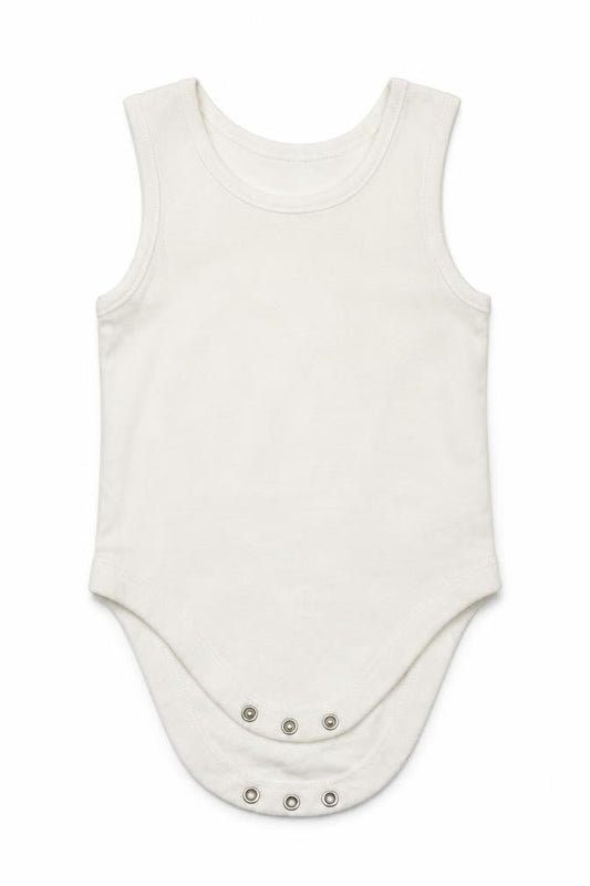Front view of F&F boys’ white babygrow one-piece, size 9-12, months