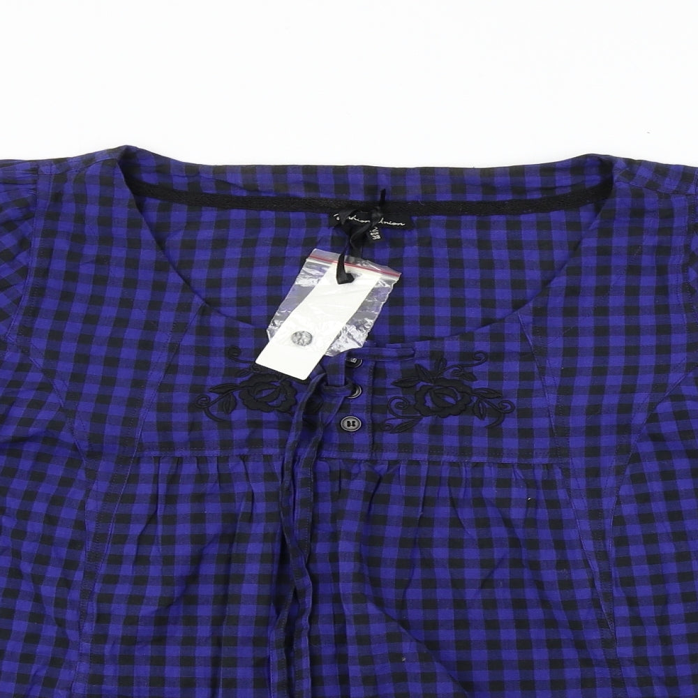 Womens UK Size 12 Fashion Union Blue Basic Blouse