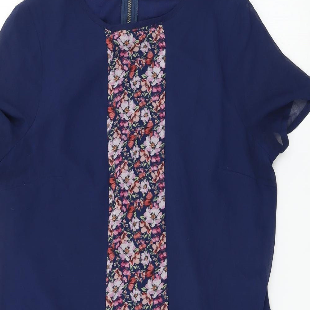 Preworn  Womens Blue Floral  A-Line  Size 12