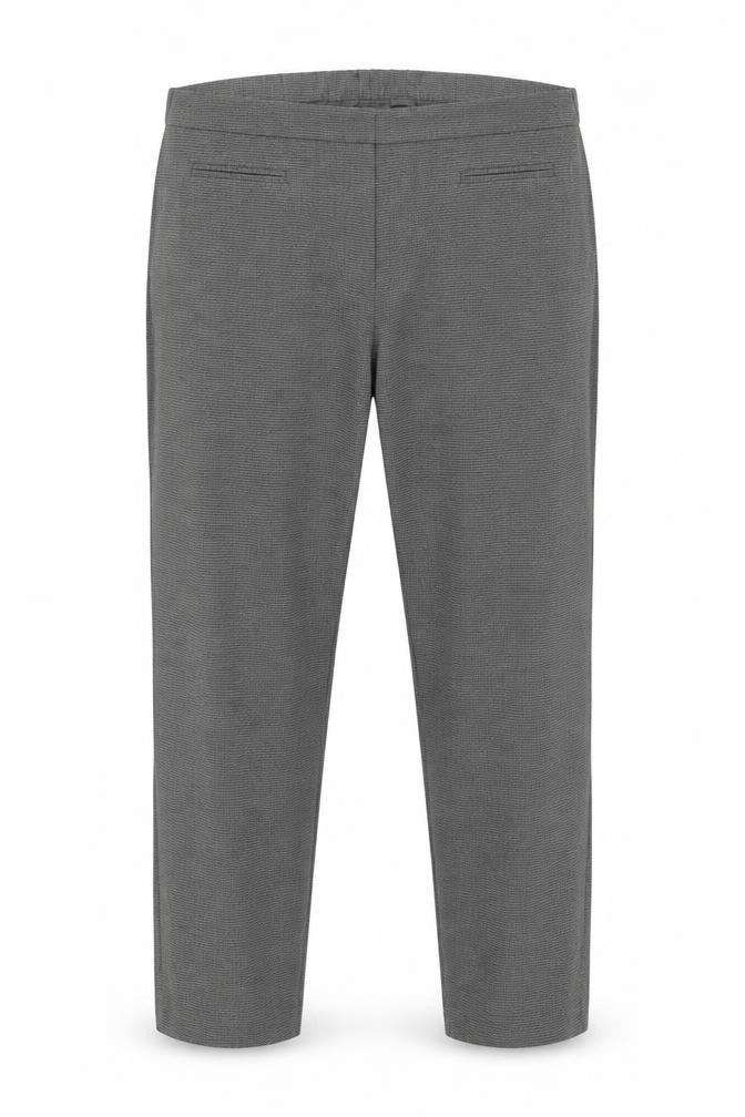 Front view of Bonmarché women’s grey check trousers, size UK 24, 26-inch leg