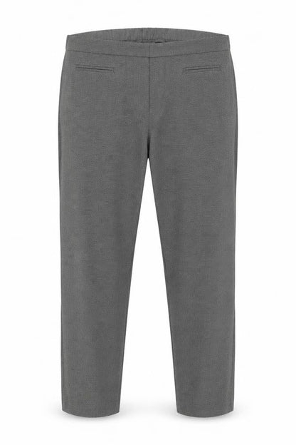Front view of Bonmarché women’s grey check trousers, size UK 24, 26-inch leg